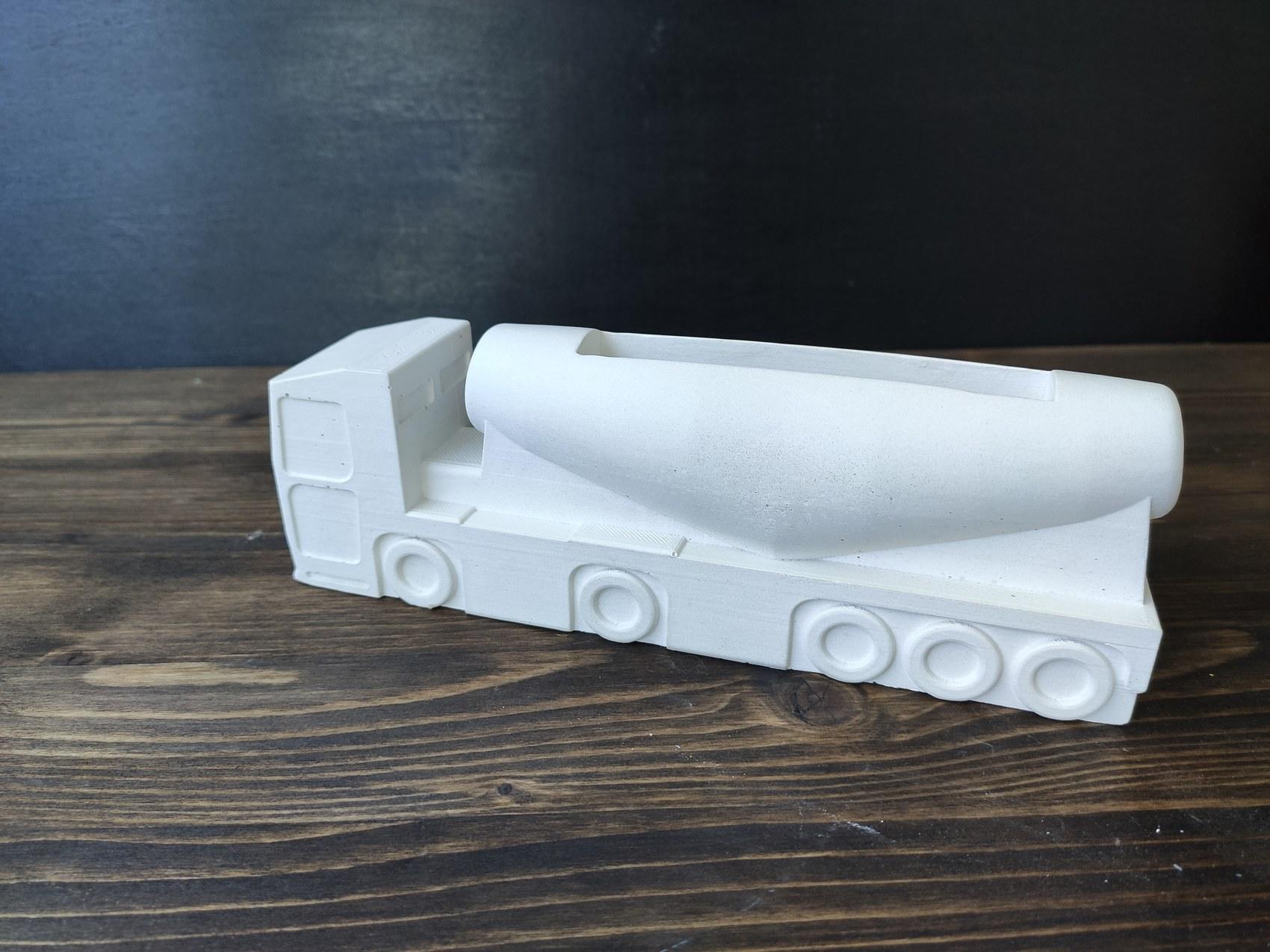 White concrete cement truck business card holder made for Cemix